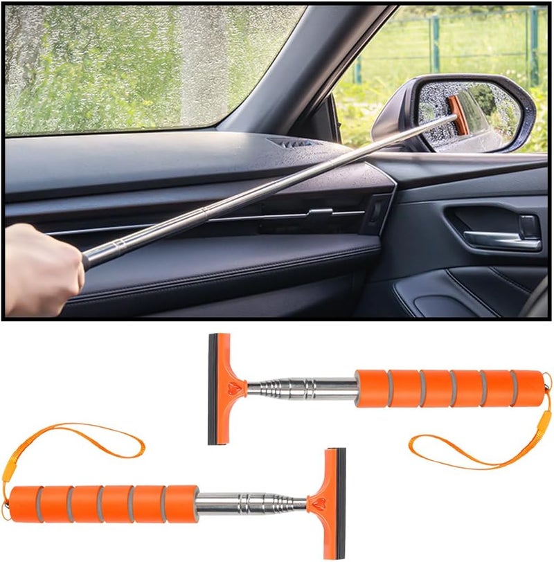 Bittwee 2PCS Car Side Mirror Squeegee, Retractable Auto Rearview Mirror Wiper, All-Purpose Window Squeegee for Cleaning Shower Glass Door, Vehicle Accessories Universal for SUV Truck RV（Orange） - Image 1